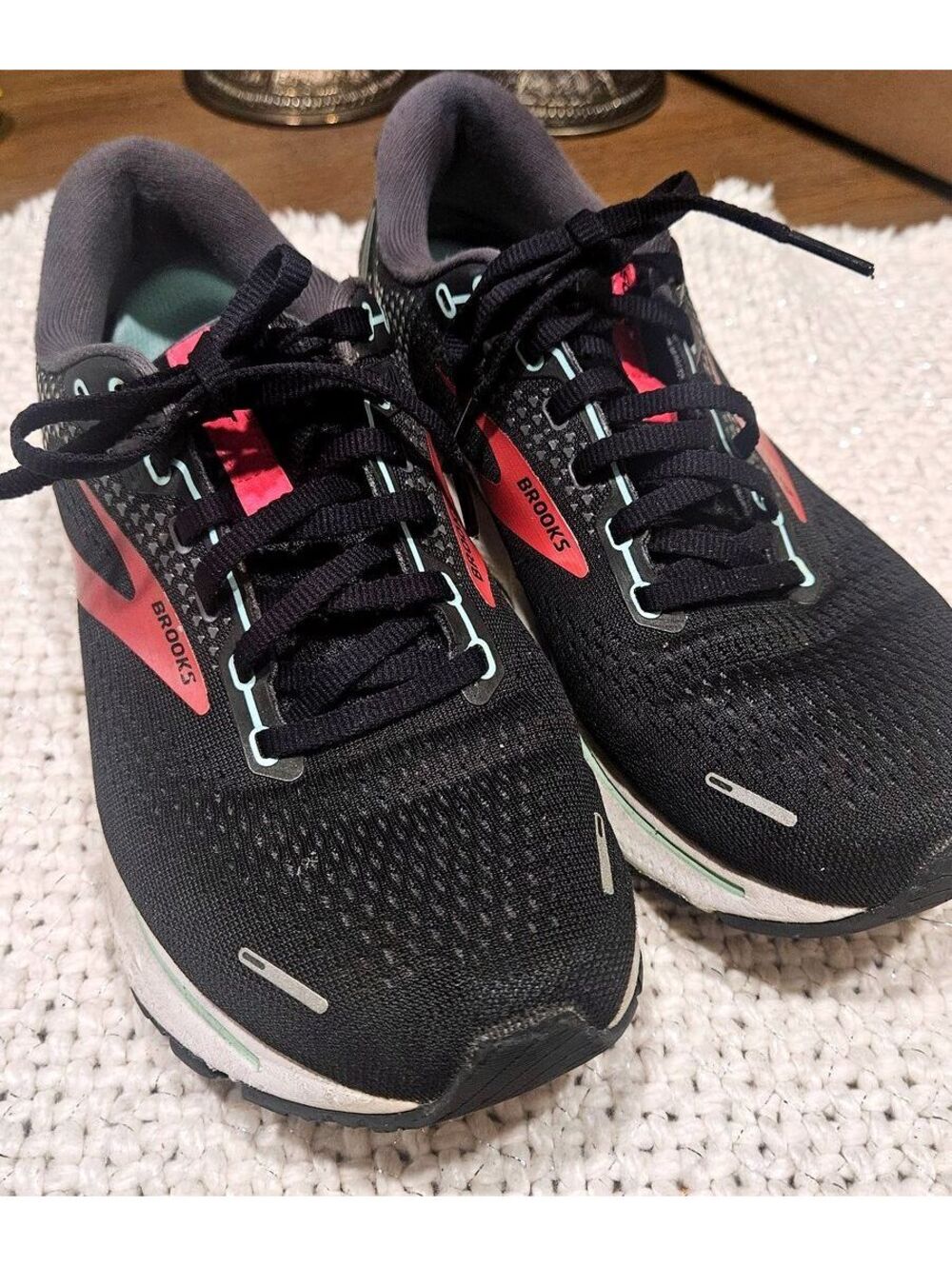 Brooks Ghost 14 Running Shoes Black Pink Wide D Women's Size 8.5